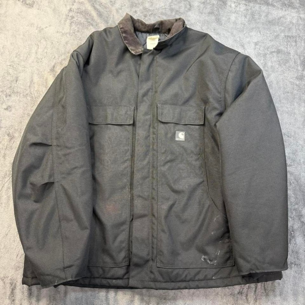 Carhartt Jacket Mens 3XL Black Duck Canvas Quilted Lined Work C55